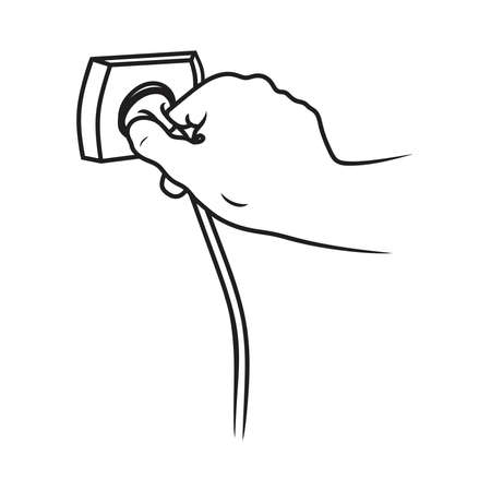 Hand connecting electrical plug vector and Turn Off The Cable Vectorのイラスト素材