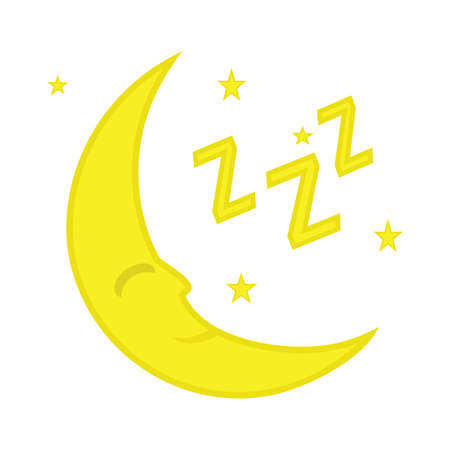 Night or sleep icon. Moon and stars sign. Crescent astronomy symbol.のイラスト素材