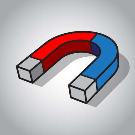 Horseshoe magnet. Cartoon Magnet Vector Illustrationのイラスト素材