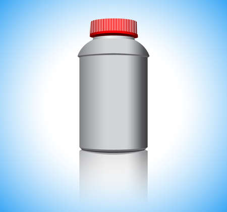 Tall grey gray plastic bottle with red cap and no label. A grey plastic bottle with red cap isolatedのイラスト素材