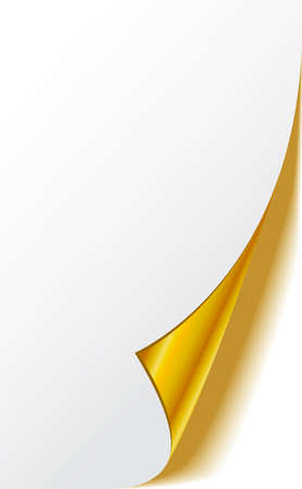 Sheet of golden paper with a curlのイラスト素材