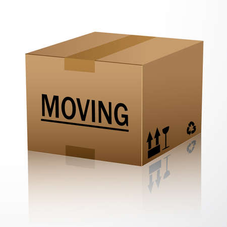 Moving text over cardboard box isolated. vector illustrationのイラスト素材