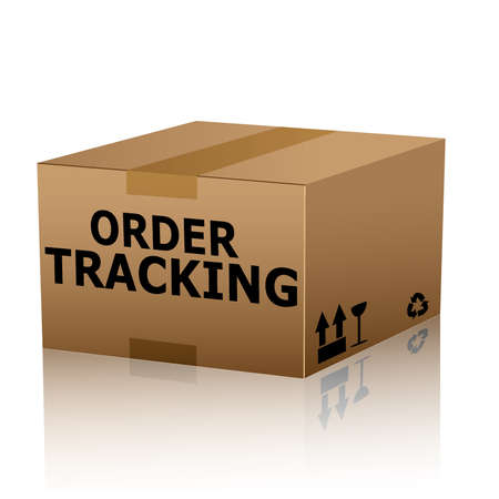 Order tracking text over cardboard box isolated. vector illustrationのイラスト素材