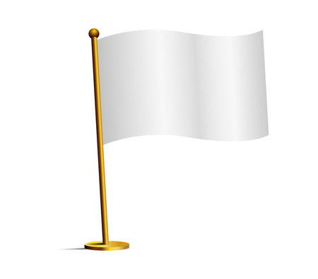 White flag pole waving isolated over white. Put your own text.のイラスト素材