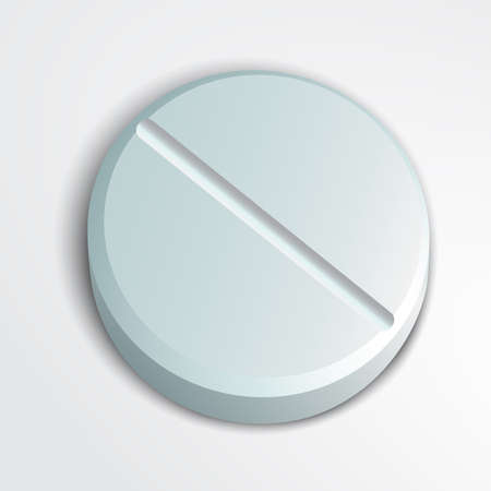 Realistic white medical tablet on a white backgroundのイラスト素材