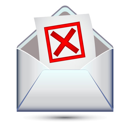 Envelope with a red cross mark inside on whiteのイラスト素材