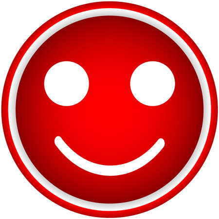 Red smile, circle smile icon on white backgroundのイラスト素材