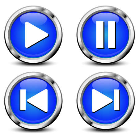High detailed Set of media player 3d buttons isolated on whiteのイラスト素材
