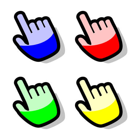 Colorful hand cursor set on whiteのイラスト素材