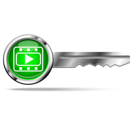 Play icon on green key on white backgroundのイラスト素材