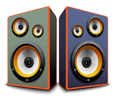Two sound columns. Two speakers isolated on white backgroundのイラスト素材