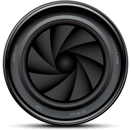 Camera lens shutter aperture on white, vector illustrationのイラスト素材