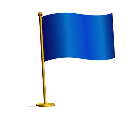 Blue flag pole waving isolated on whiteのイラスト素材
