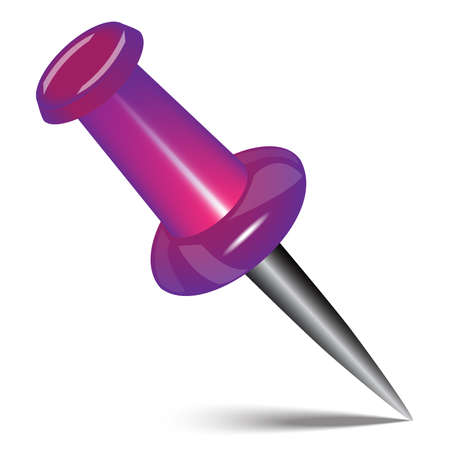 Red thumbtack. round metal pushpin for attach memo and pinned documents on whiteのイラスト素材