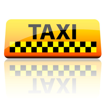 Yellow taxi sign on white backgroundのイラスト素材