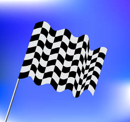 Checkered abstract race flag concept vector illustration on blueのイラスト素材