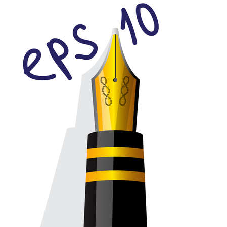 Black and yellow fountain pen on whiteのイラスト素材