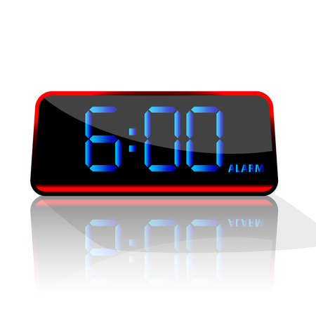 Digital red and blue clock on white backgroundのイラスト素材