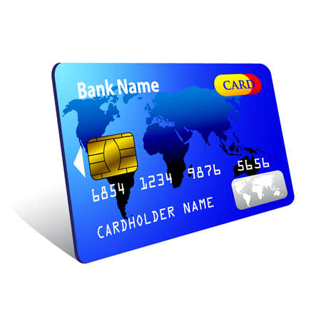 Vector blue credit card icon isolatedのイラスト素材