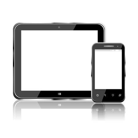 Realistic vector tablet computer and mobile phone isolatedのイラスト素材