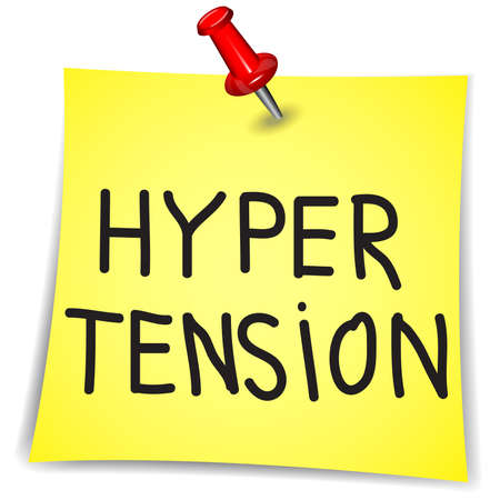 Hyper tension word on a Note Paper with pin on white backgroundのイラスト素材