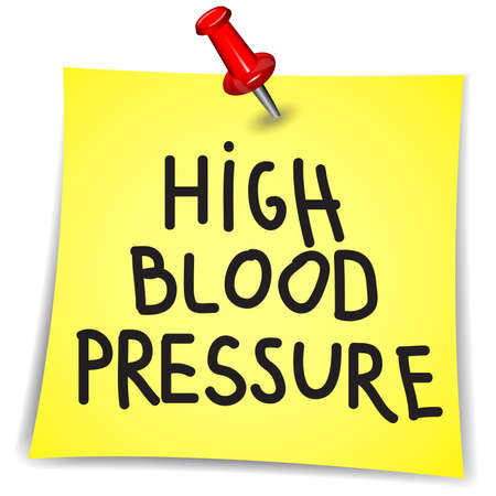 High blood pressure word on a Note Paper with pin on white backgroundのイラスト素材
