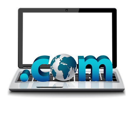 Laptop Computer with word com on White Backgroundのイラスト素材