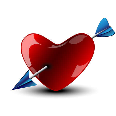 Red heart with arrows isolated on whiteのイラスト素材