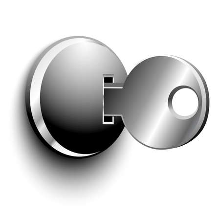 Isolated key and lock on white background. 3D imageのイラスト素材