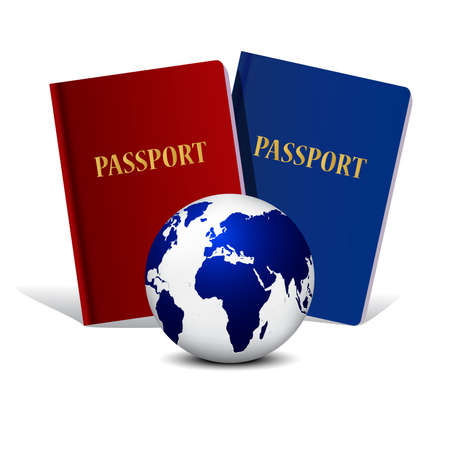 World travel. Earth and passport on white background. 3dのイラスト素材