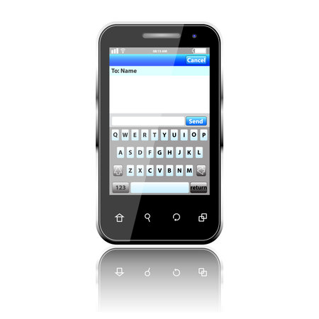 Mobile phone with sms menu screen. Space for text. 3dのイラスト素材