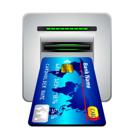 Money withdrawal. ATM and credit or debit card. 3dのイラスト素材