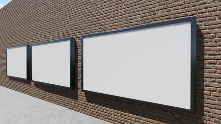 Three blank billboards, 3D rendering