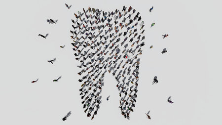 Tooth form made of people 3D rendering