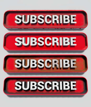 Subscribe button 4 different versions 3D renderingの写真素材