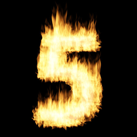 Flame number Five 3D illustrationの写真素材