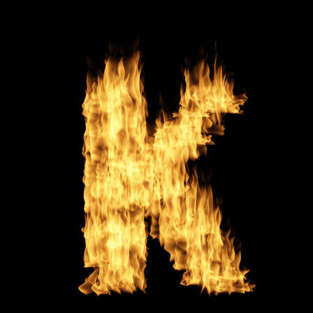 Flame letter isolated on the black backgroundの写真素材