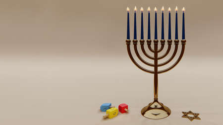 Happy Hanukkah template greetings card 3D renderingの写真素材
