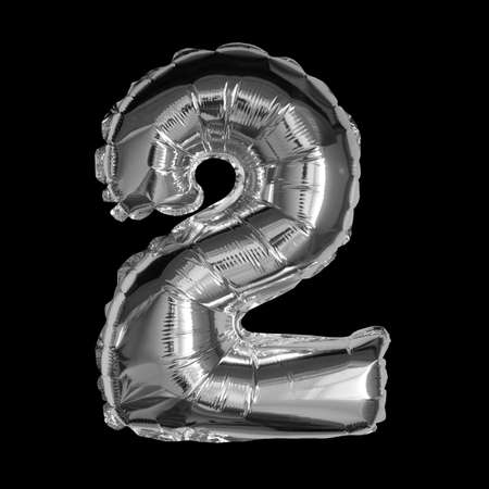 Silver Foil Balloon - 3D Number 2の写真素材