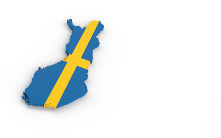 Map of Sweden with Swedish flag 3D renderingの写真素材