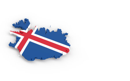 Map of Iceland with Iceland flagの写真素材