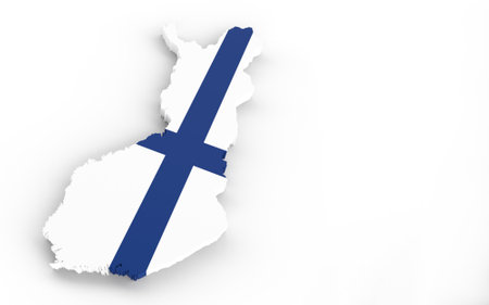 Map of Finland with Finland flag 3D renderingの写真素材