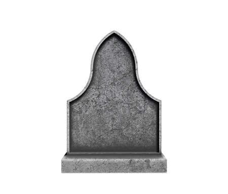 Blank gravestone isolated on white background, 3D renderingの写真素材