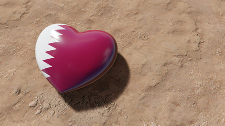 Qatar heart with Qatar flag 3D rendering