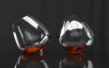 Cognac in two glasses 3D renderingの写真素材