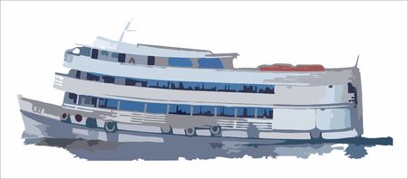 Old style river shipのイラスト素材