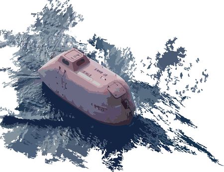 Vector illustration of lifeboat in the waterのイラスト素材