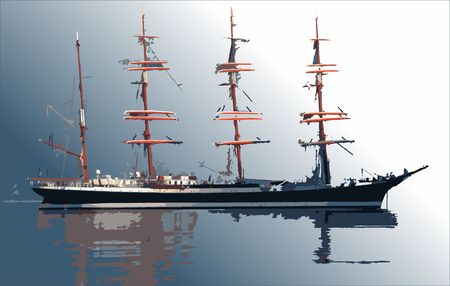 Sailing ship, vector image, can be separated from backgroundのイラスト素材