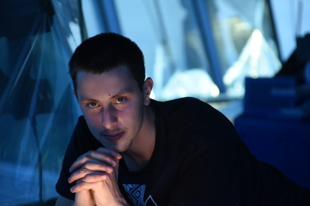 Portrait of a man thinkingの写真素材