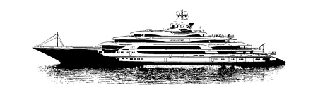 Illustration of luxury yach in black and white.の写真素材